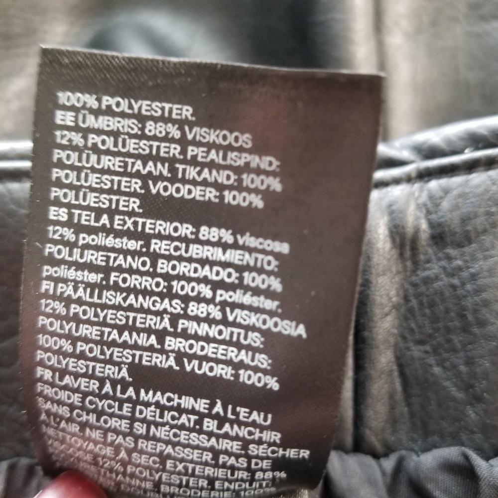 H&M Embroidered Black Faux leather skirt size 4 - Picture 3 of 6